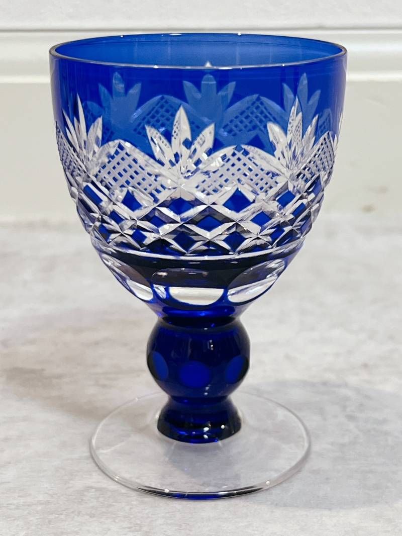  キリコガラス 切子 ガラス 色被硝子 ワイングラス 脚付き 8点まとめ ブルー グラス ワイングラス アルコールグラス