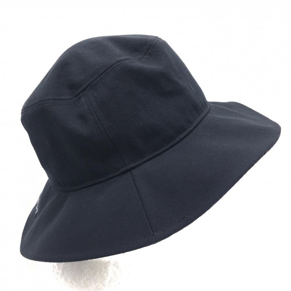 超美品】パーリーゲイツ ハット 黒×シルバー 原英莉花 ロゴ刺しゅう