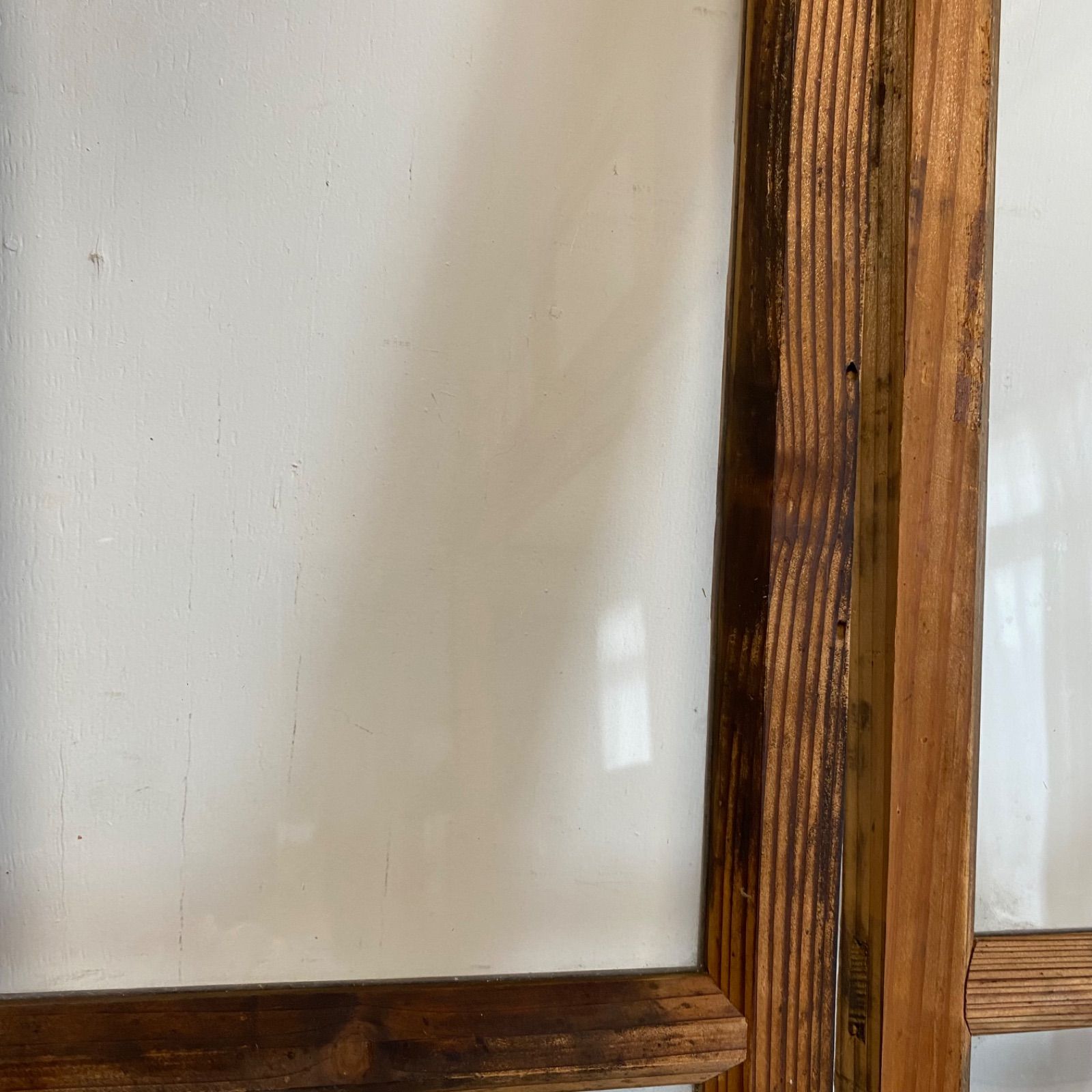  セット アンティーク ガラス戸 木枠 シャビー 古建具 y 599 サッシ 窓 住宅設備