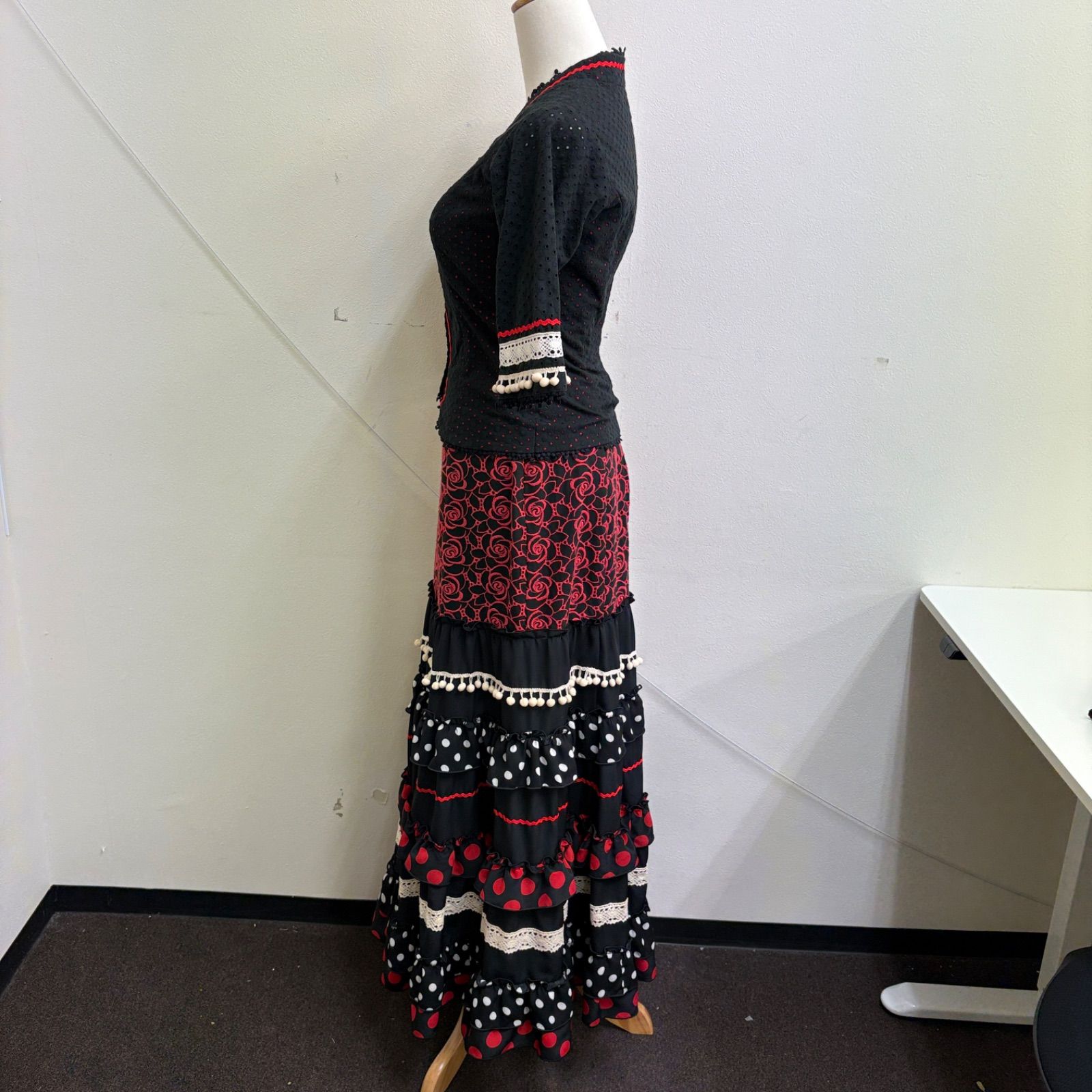 青系フラメンコシージョ ソニアジョーンズ ソニアジョーンズ フラメンコシージョ ブルー 水色 ソニアジョーンズ 【ソニアジョーンズ／ドット柄フラメンコ用シージョ】