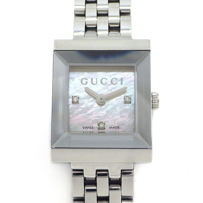 グッチ GUCCI 腕時計 Gフレーム 128.4 3ポイント ダイヤインデックス