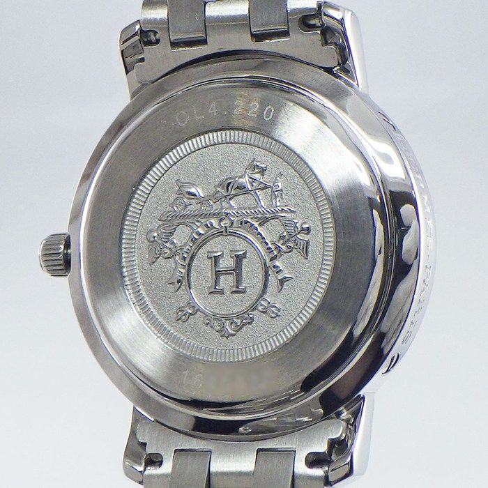 エルメス HERMES 腕時計 クリッパー CL4.220 ホワイト文字盤 デイト GP