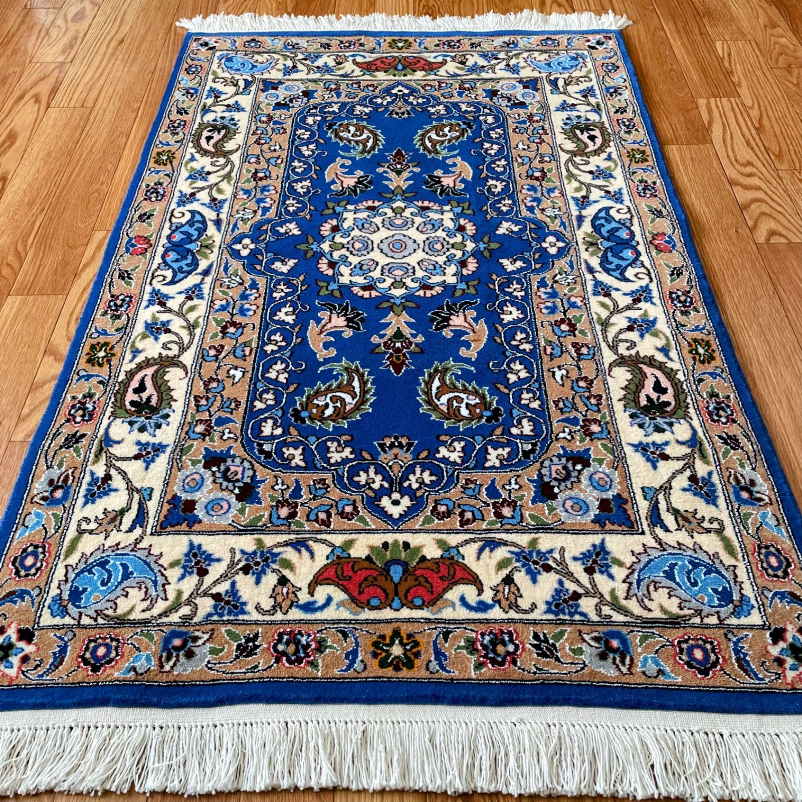 最高級ナイン産 ペルシャ絨毯 79×120cm 玄関マット 宝石のような美しさ