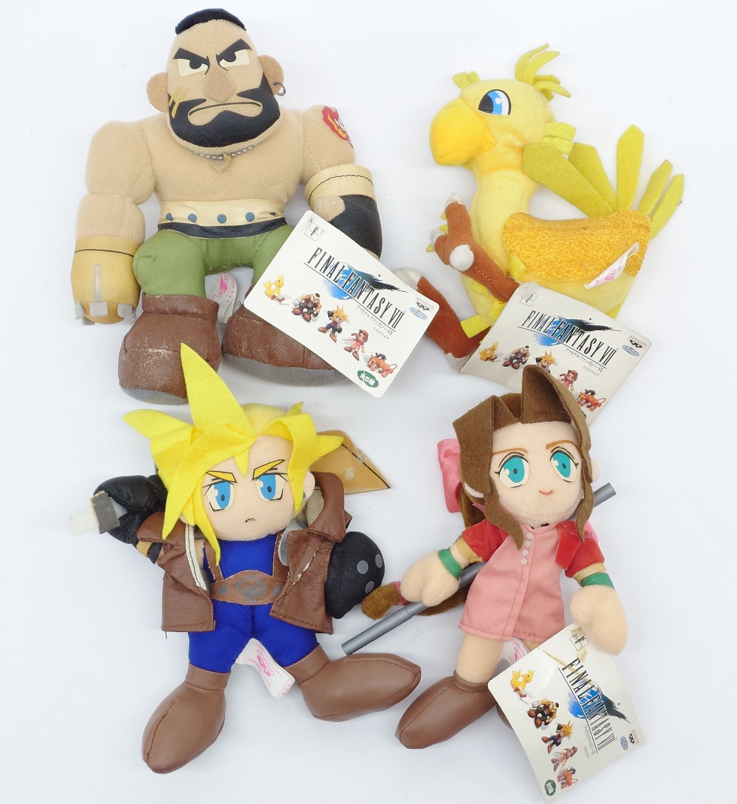ファイナルファンタジー7 FF VII ぬいぐるみ 4点セット クラウド エアリス チョコボ バレット スクエア バンプレスト とるとるキャッチャー 1996 レトロ 当時物