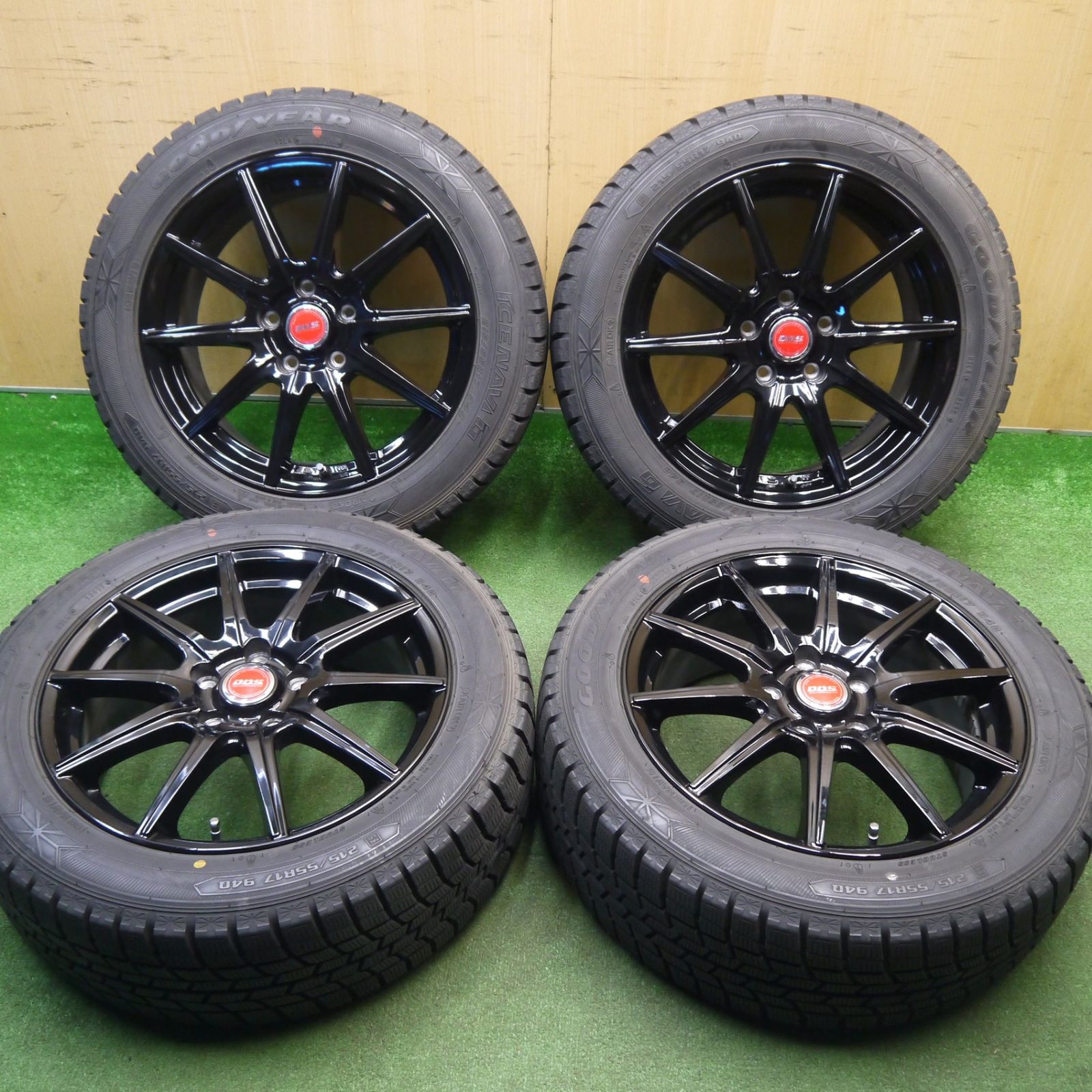 バリ溝！キレイ！9.5分スタッドレス 215/55R17 グッドイヤー アイス 