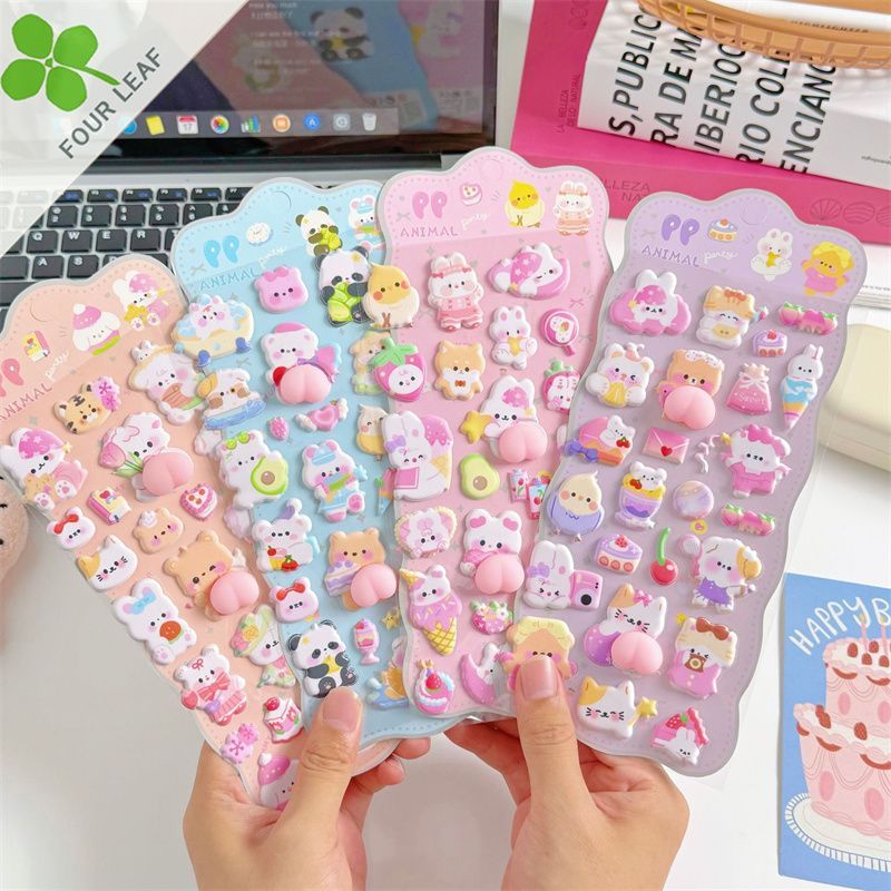 DIY手作 立体キャラクターシール 粘着シール 5 Dシール 手帳用 創意ステッカー 10点