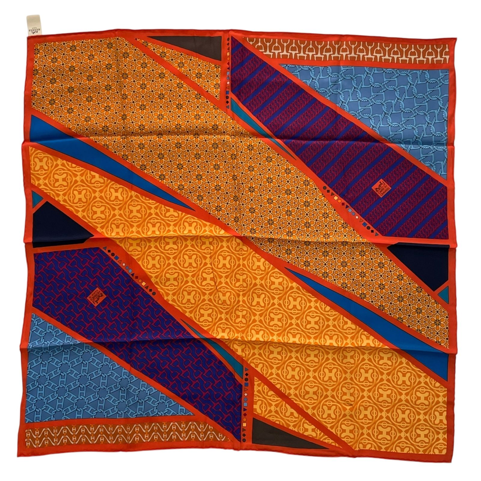 未使用品 HERMES エルメス スカーフ シルク チェーン 花柄 マルチ