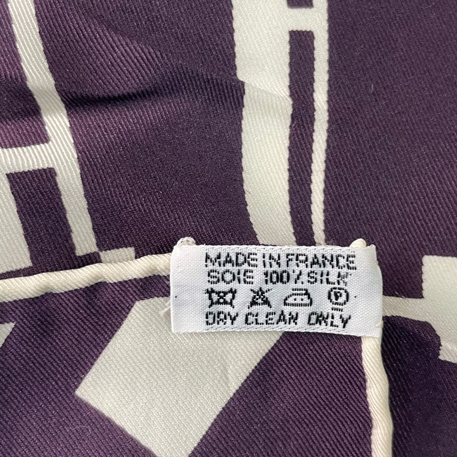 極美品 HERMES エルメス スカーフ シルク 幾何学模様 H ロゴ パープル