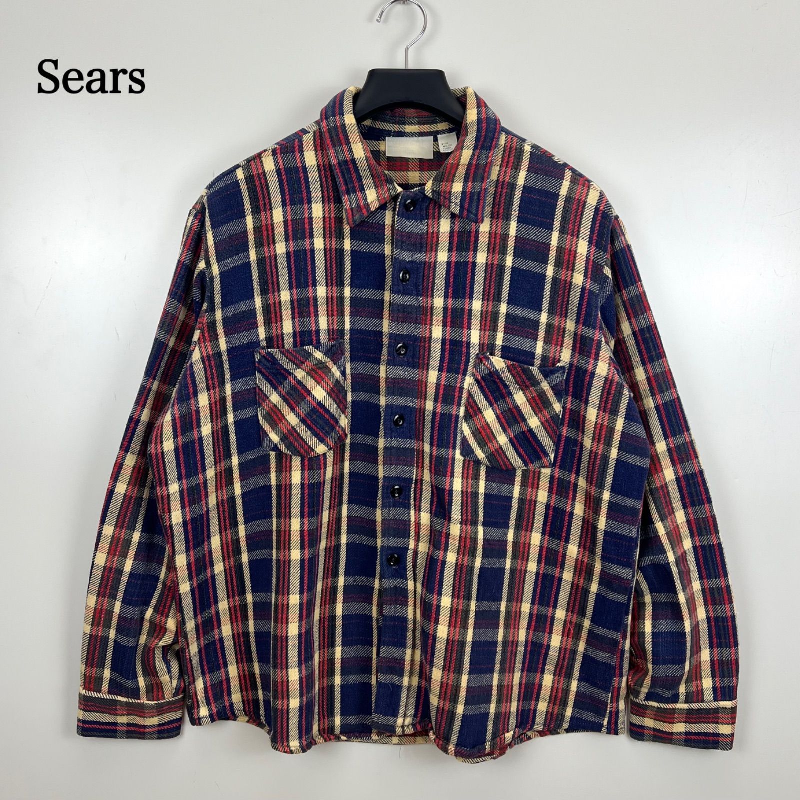 Sears 80s USA vintage flannel L/S shirts XL シアーズ アメリカ製 