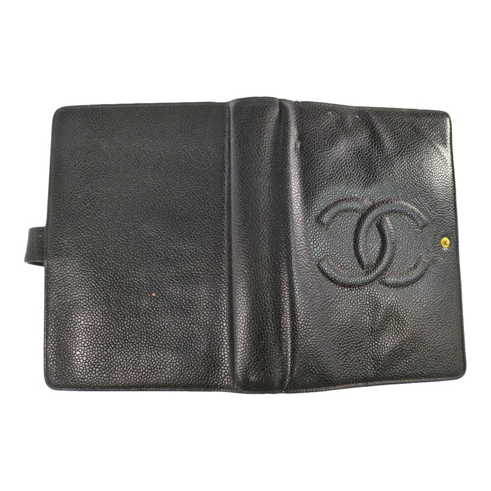 CHANEL シャネル ココマーク キャビアスキン 手帳カバー ブックカバー ファイリング 手帳 ブラック ステーショナリー ♀ B レディース 604364 その他 キッチン 日用品 その他