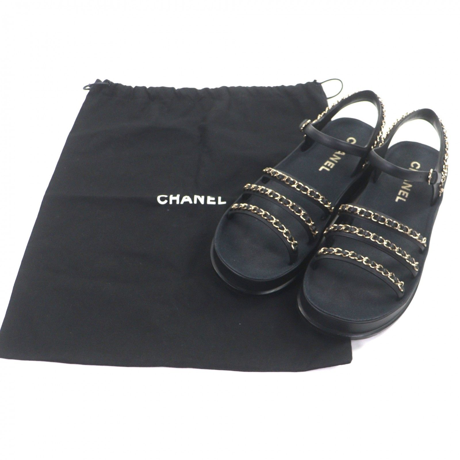 美品▽CHANEL シャネル G37140 レザー ココマーク チェーン ストラップ