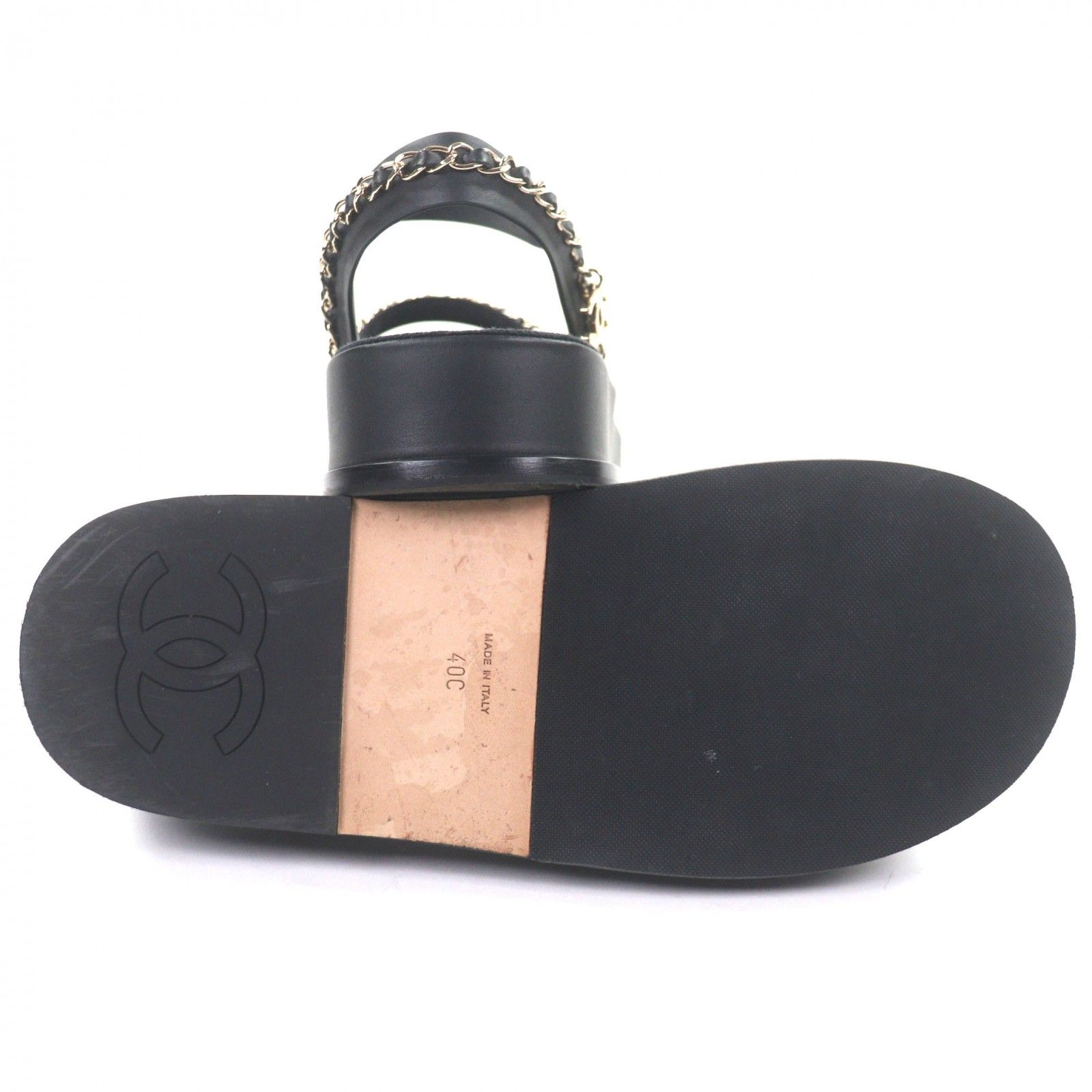 美品▽CHANEL シャネル G37140 レザー ココマーク チェーン ストラップ