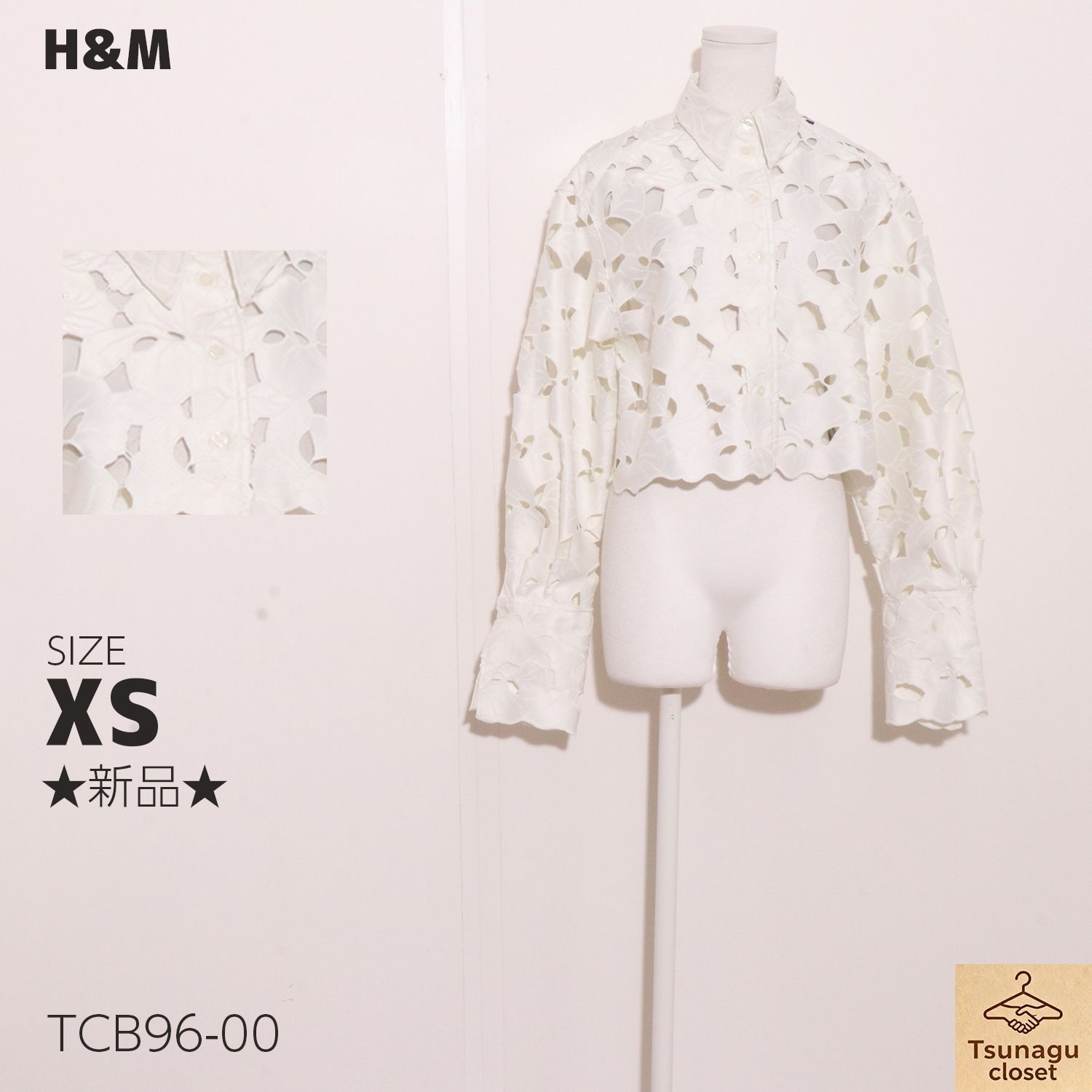 ☆新品☆ H&M エイチアンドエム トップス シャツ 長袖 刺繡 サテン生地 