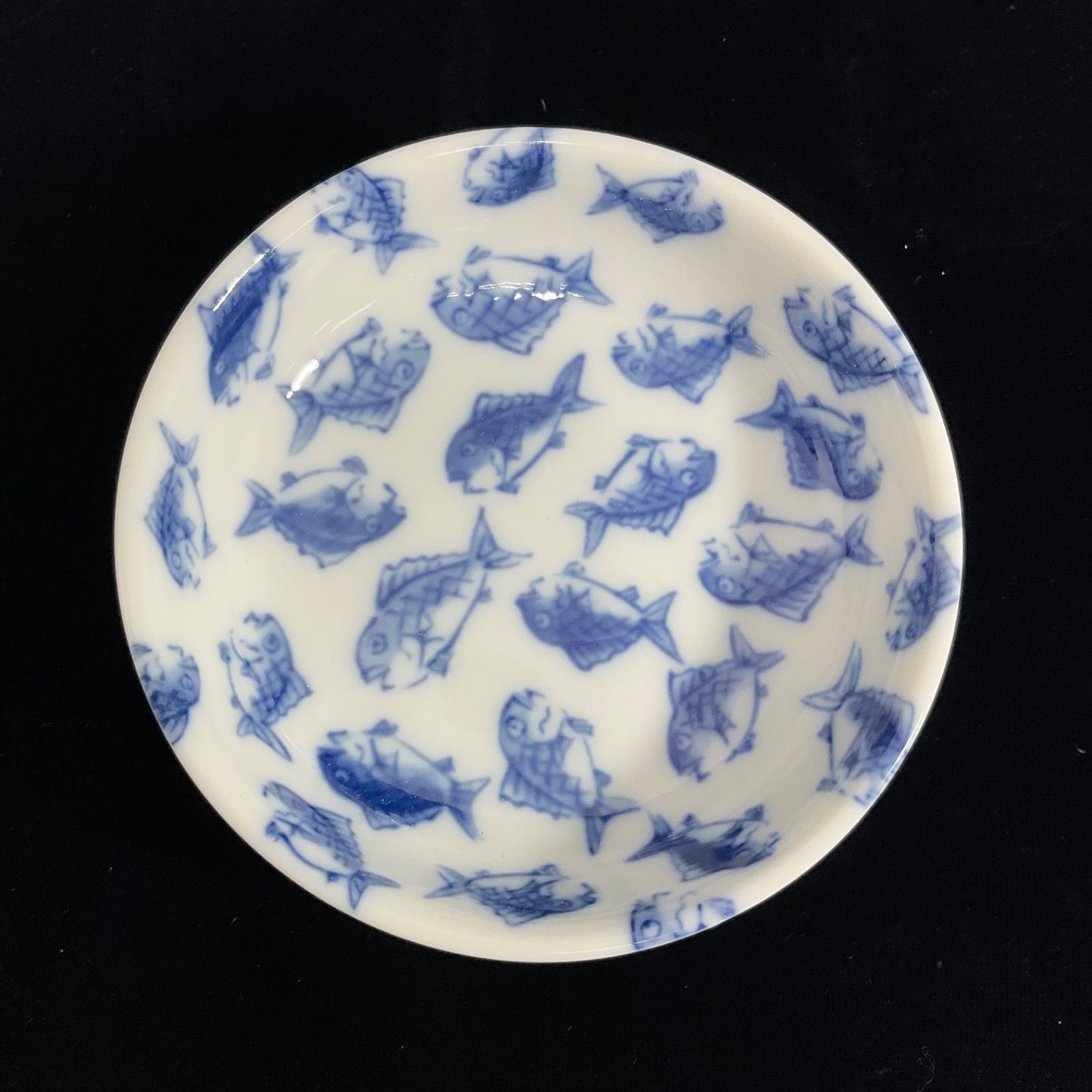 未使用】瀬戸焼 瀬戸物 魚 豆皿 小皿 5枚セット 直径：約9cm 柄違い