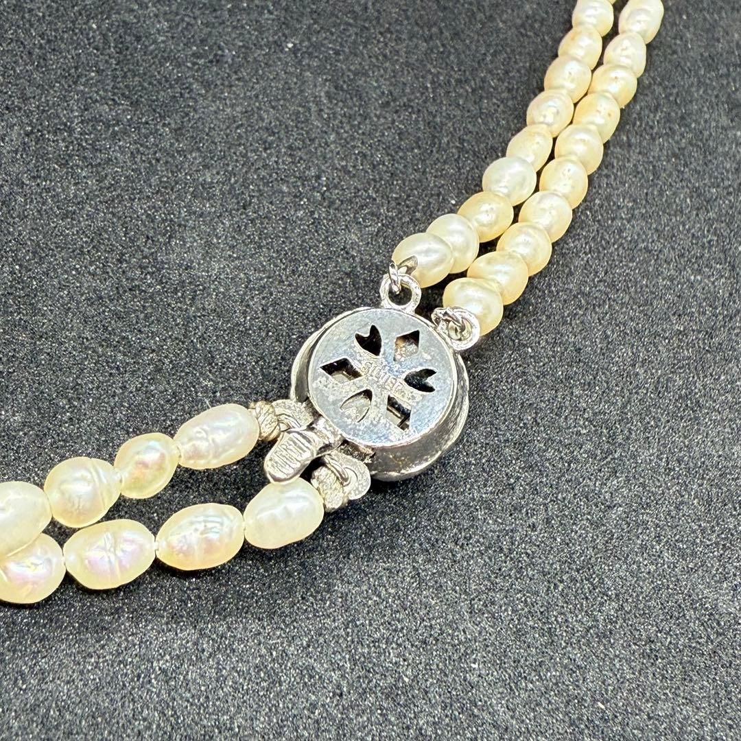 淡水パールネックレス 2連真珠 留め具シルバーアクセサリー SILVER刻印 