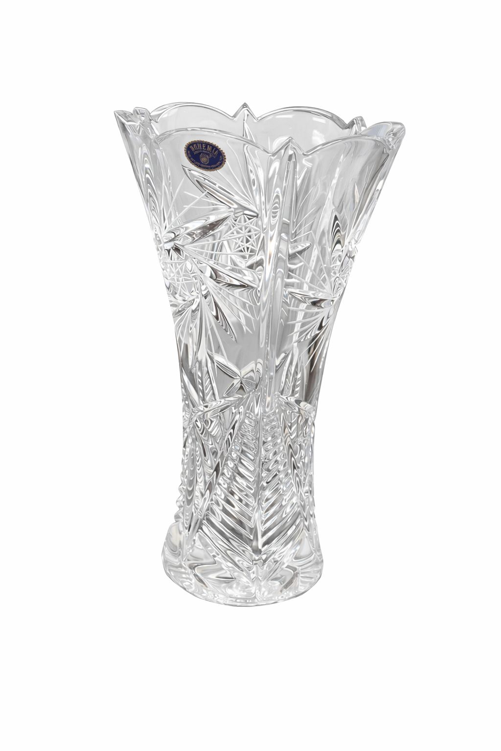 38 ボヘミア ガラス 花瓶 花器 Bohemia ハンドカット クリスタル