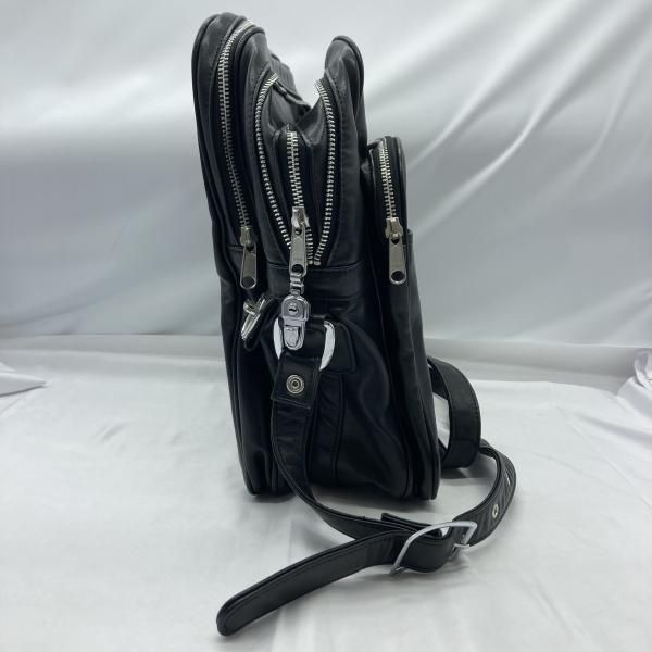 中古】COMME des GARCONS フェイクレザー ショルダーバッグ ブラック