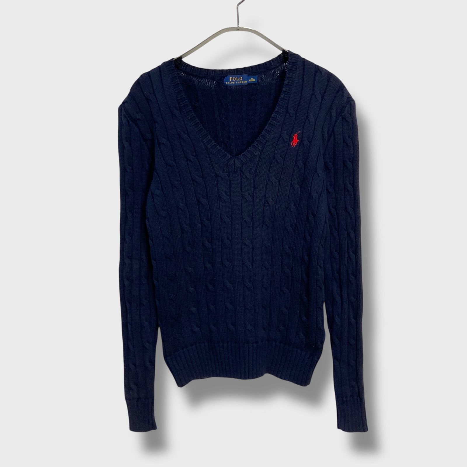 ☆Ralphlauren☆Vネックケーブルニット☆コットンニットセーター 