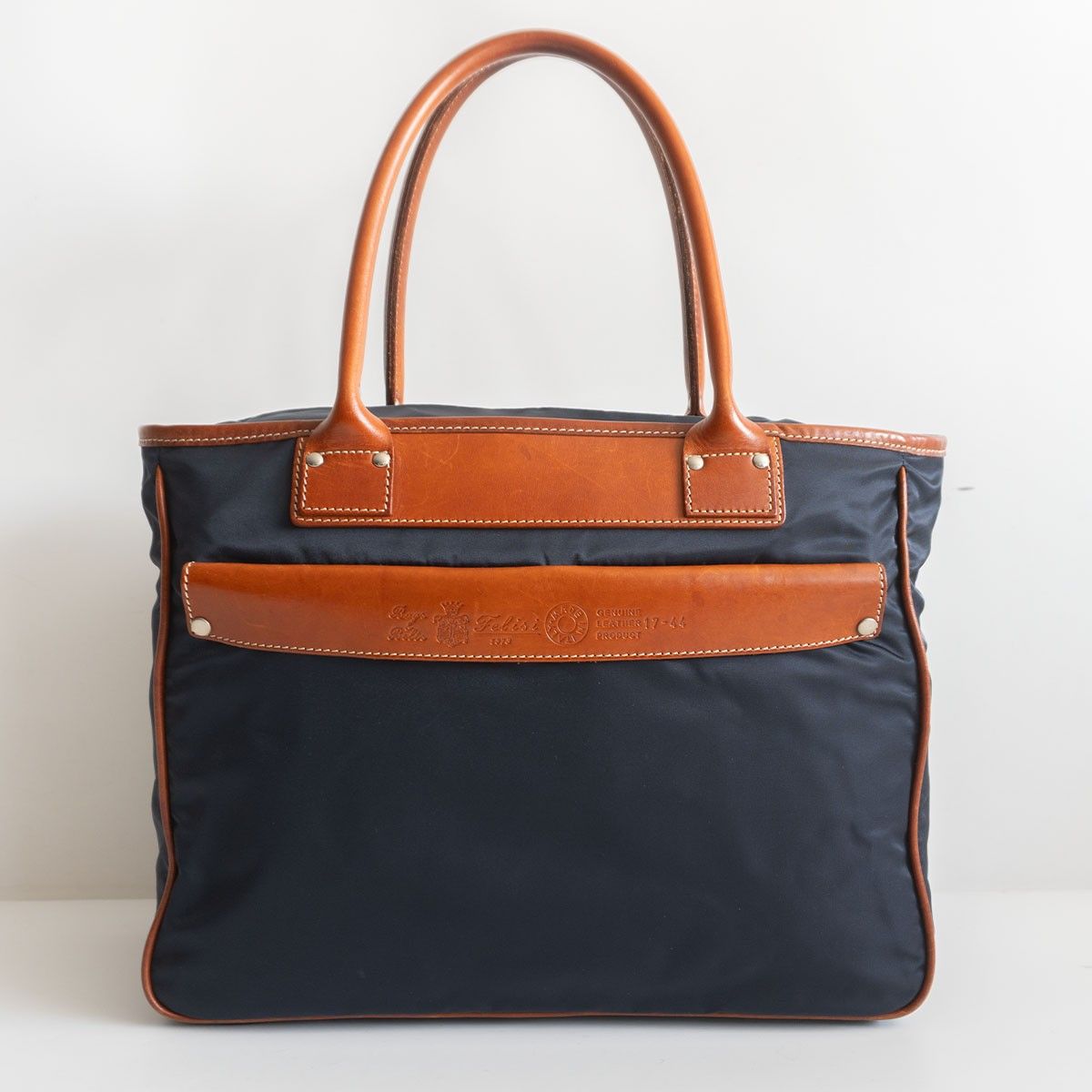 高級品】FELISI【17-44/DS トートバッグ 】ネイビー×ブラウン ナイロン