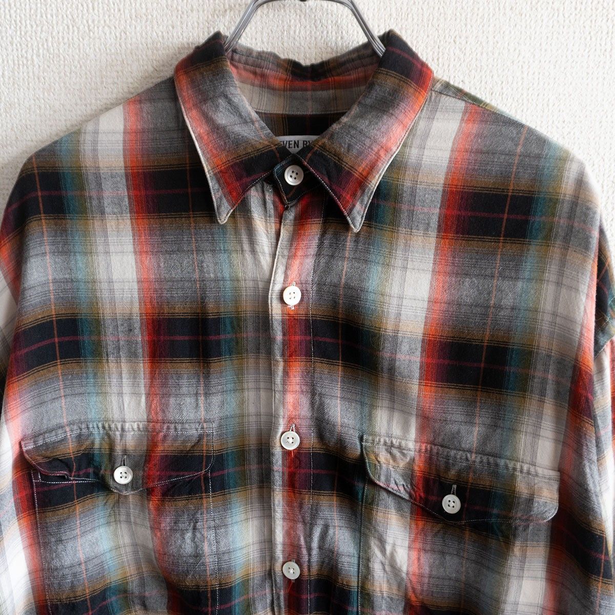 SEVEN BY SEVEN セブンバイセブン オンブレ シャツ チェック 古着 美品】SEVEN BY SEVEN 【オンブレ レーヨン チェック シャツ】L セブン
