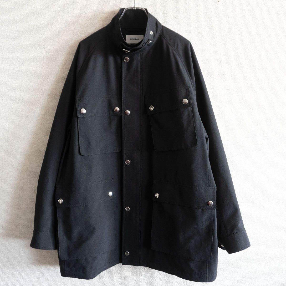 極美品✨　THE RERACS ザリラクス　ノーカラージャケット　ブラック　46 最高級品】THE RERACS【スタンドカラー モーターサイクル ジャケット