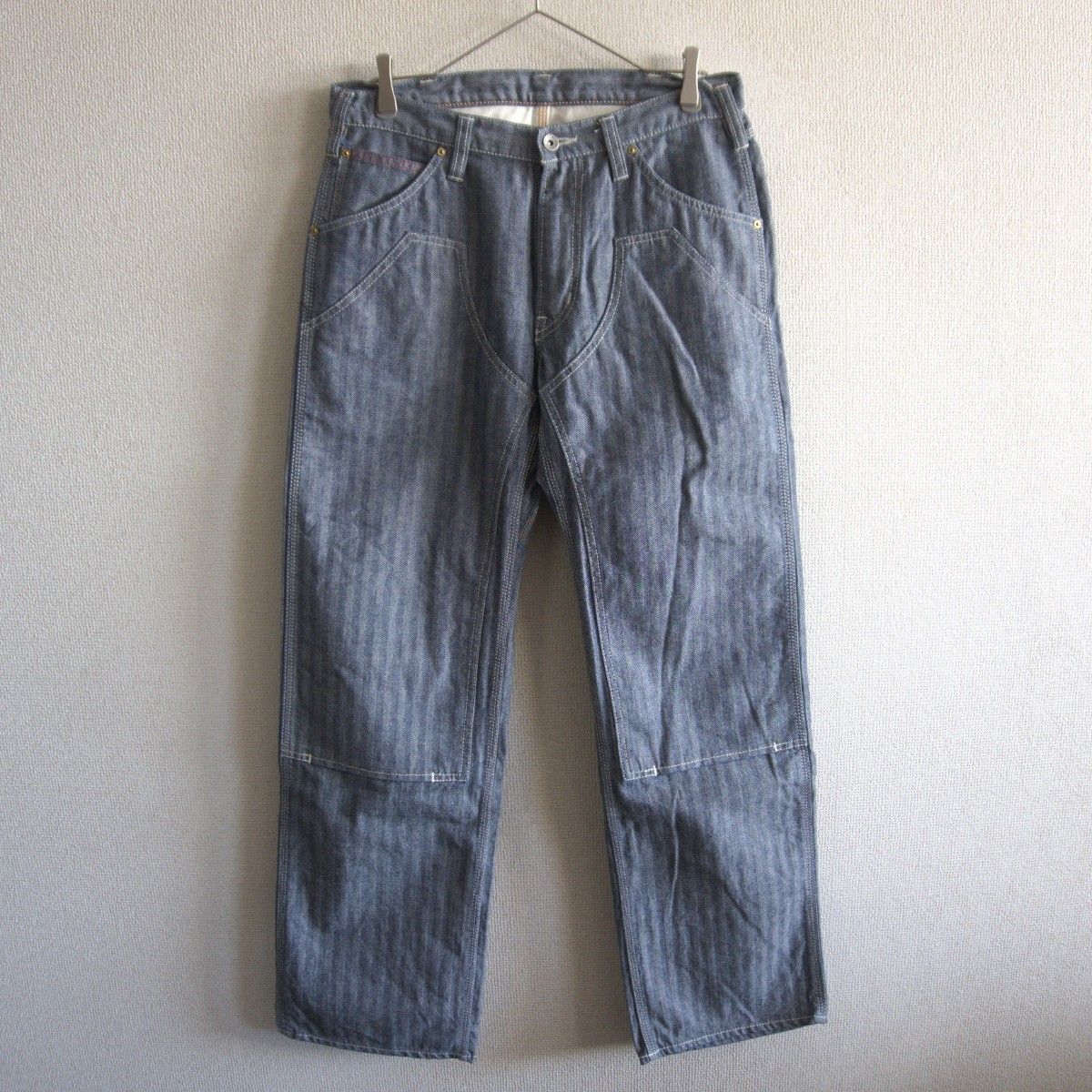 美品】IRON HEART【10.5oz ヘリンボーン ダブルニー ロガージーンズ