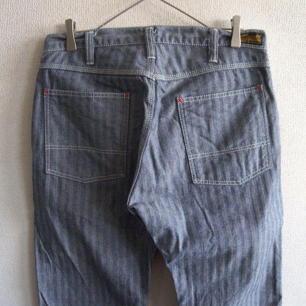 美品】IRON HEART【10.5oz ヘリンボーン ダブルニー ロガージーンズ