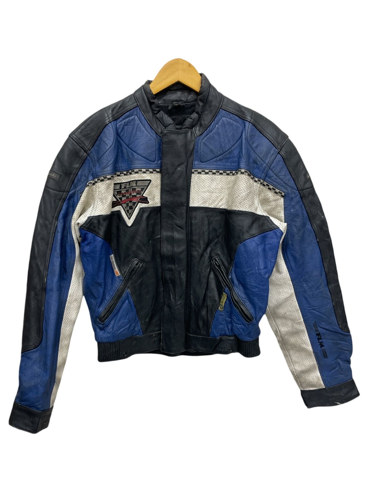FLM 古着 GREYHOUND モーターサイクルジャケット レザー ライダーズ