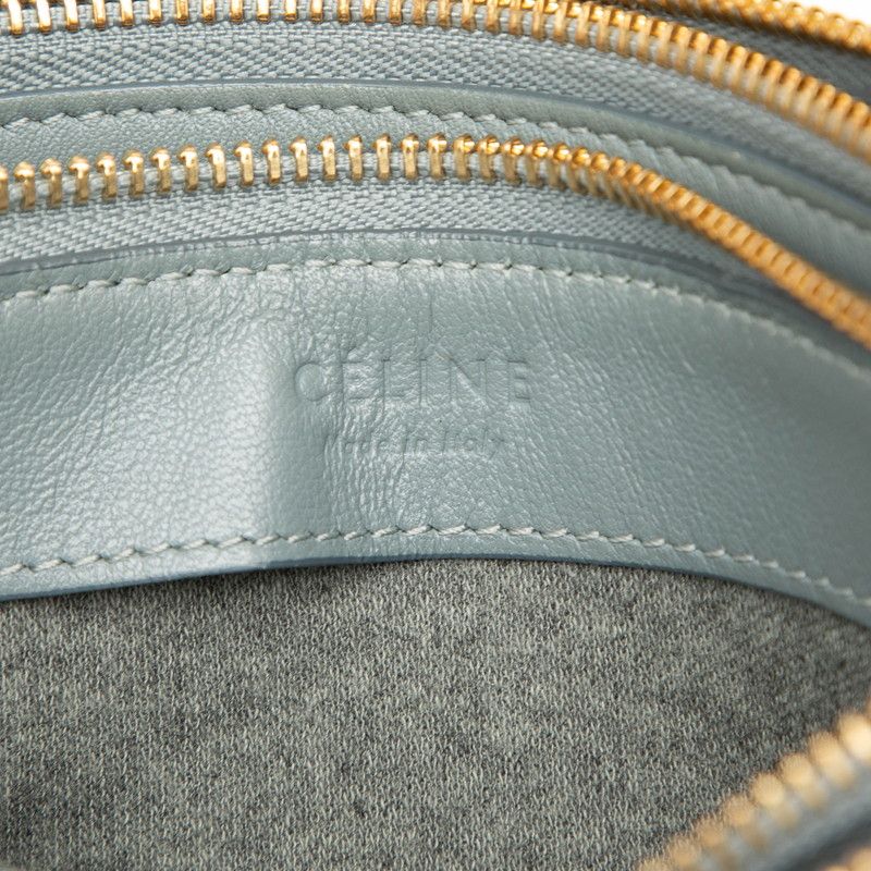 セリーヌ トリオ 斜め掛け ショルダーバッグ グレー レザー レディース