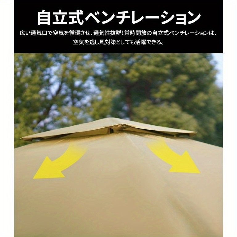  ワンタッチ簡単設営 タープテント 2 m 5 選べるサイズ スチールフレーム 3段階高さ調節 UVカット 日よけ キャンプ アウトドア イベントに最適 mイエロー タープ シェード本体 タープ シェード