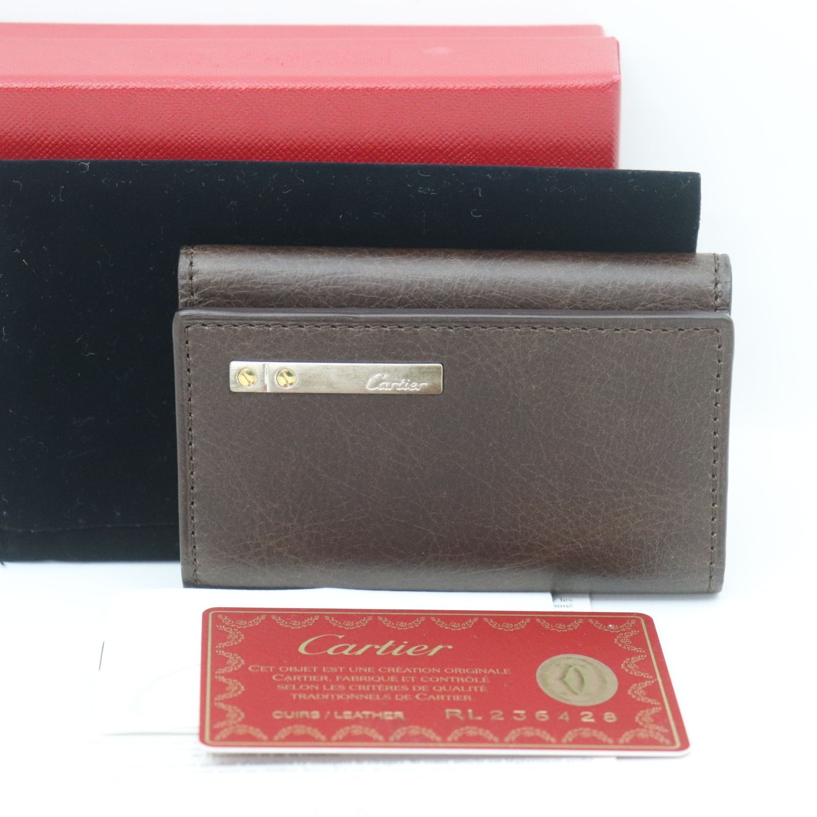ITMSEAGNV5L6 未使用 Cartier カルティエ サントス キーケース レザー ブラウン メンズ ビジネス カード 冊子 保存袋 箱 ITMSEAGNV5L6 未使用 Cartier カルティエ サントス キーケース レザー