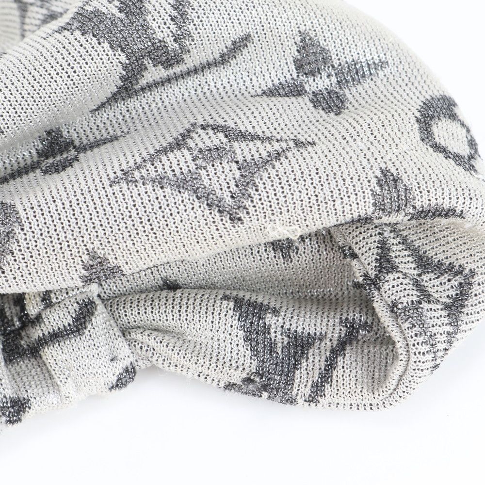 LOUIS VUITTON グレー モノグラム ヘアバンド 美品 美品 ルイヴィトン モノグラム リボン ヘアバンド ターバン シルク 100