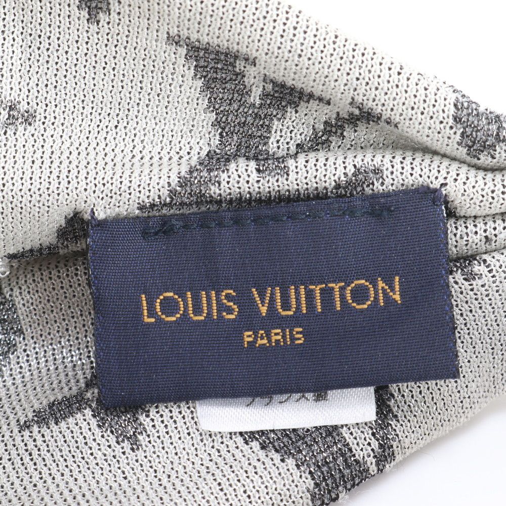 LOUIS VUITTON グレー モノグラム ヘアバンド 美品 美品 ルイヴィトン モノグラム リボン ヘアバンド ターバン シルク 100