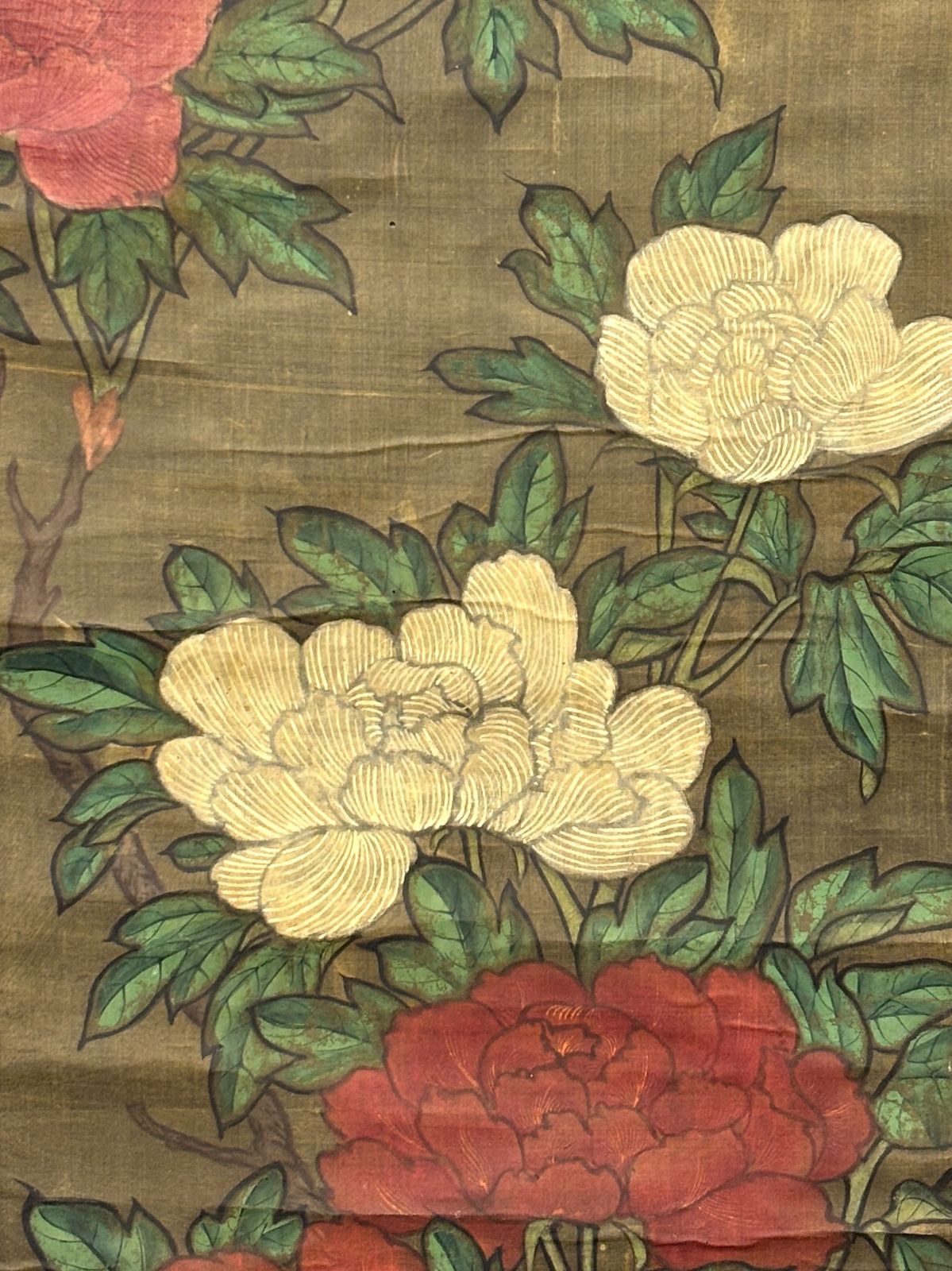 中国美術】掛軸 牡丹図 唐画 花卉 絹本 設色 銘あり（箱付） - メルカリ