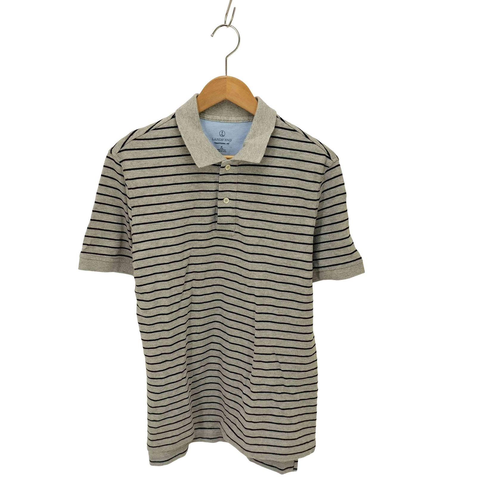 ランズエンド LANDS END TRADITIONAL FIT ボーダーポロシャツ メンズ