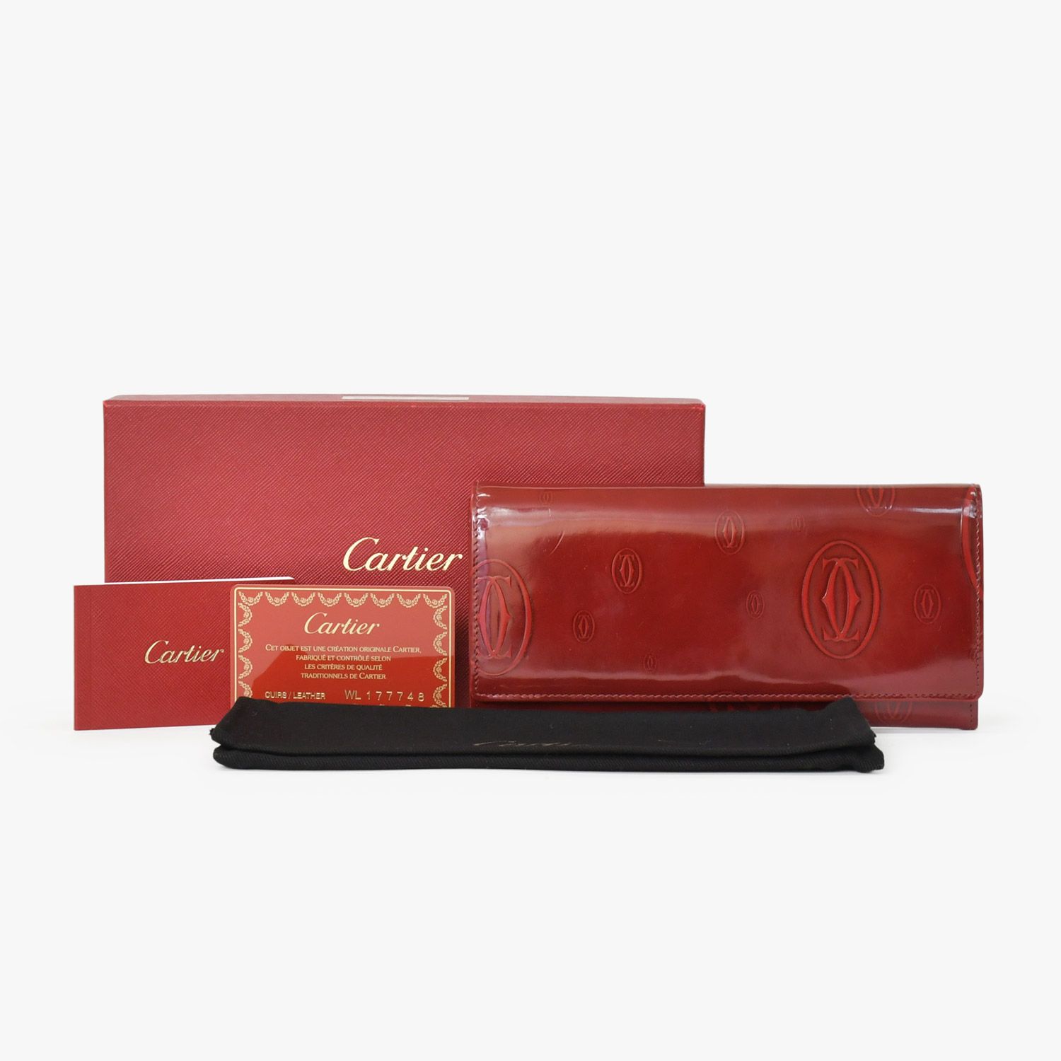 CARTIER カルティエ 長財布 ドゥーブルC ボルドー パテントレザー 