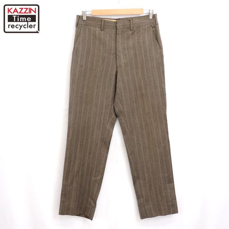 70s vintage ストライプ柄 レーヨン スラックスパンツ メンズ Sサイズ