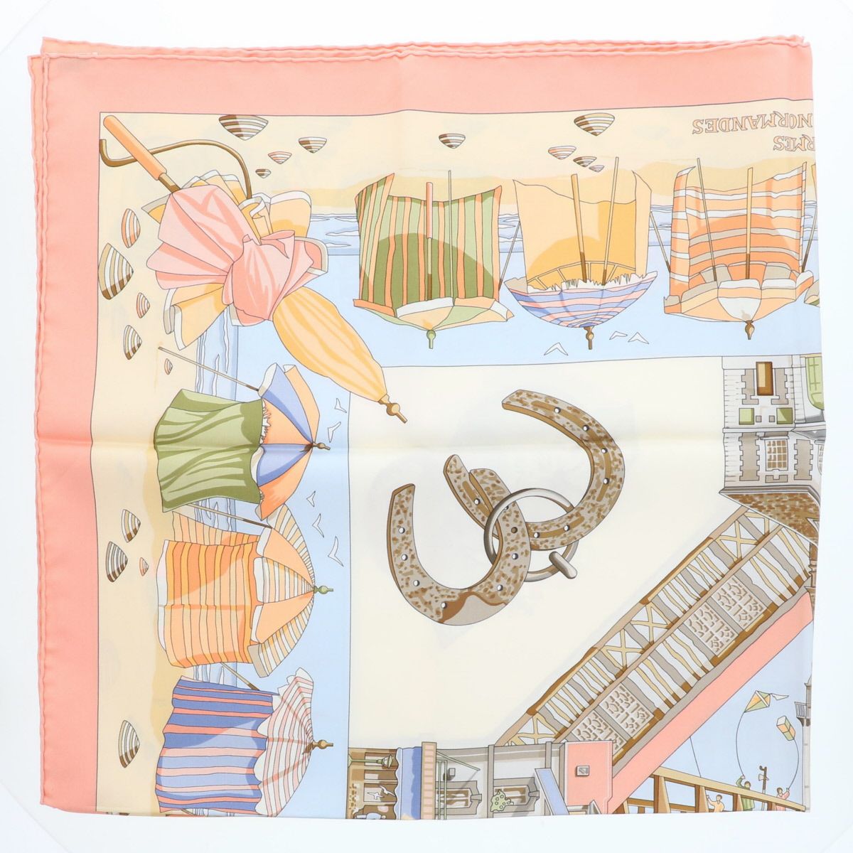 HERMES エルメス 大判 スカーフ カレ 90 CHARMES DES PLAGES NORMANDES