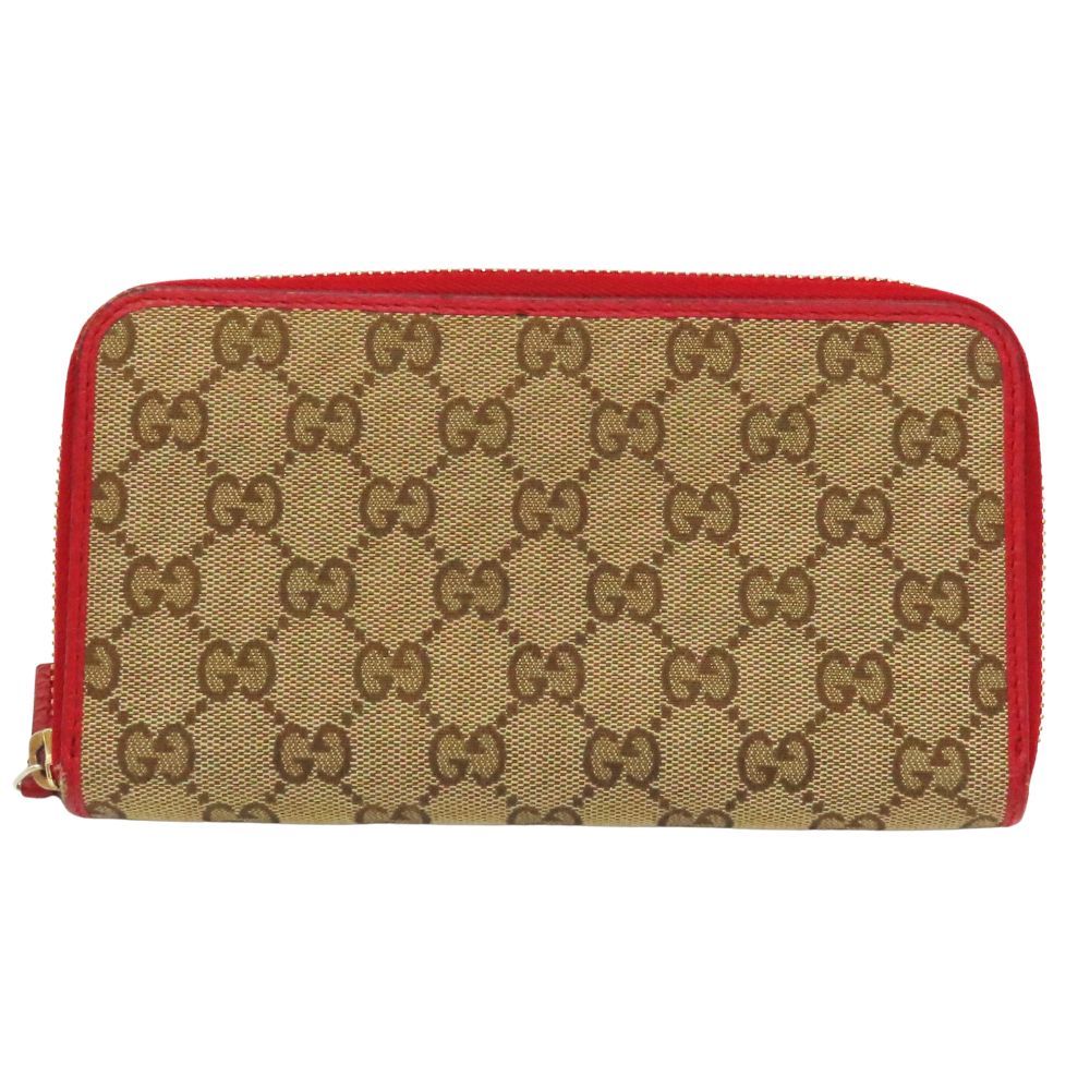 【中古】GUCCI グッチ ジップアラウンドウォレット 型:363423 GGキャンバス×赤 茶 キャンバス GG レザートリム 長財布 財布 茶 ベージュ 赤 レッド A2600532【無料ギフトラッピング承ります】 中古】GUCCI グッチ ジップアラウンドウォレット 型:363423 GG
