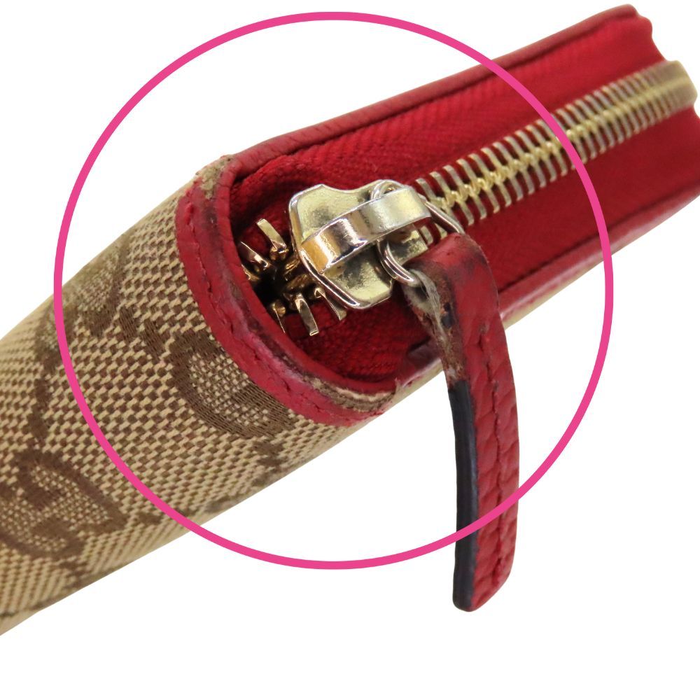 【中古】GUCCI グッチ ジップアラウンドウォレット 型:363423 GGキャンバス×赤 茶 キャンバス GG レザートリム 長財布 財布 茶 ベージュ 赤 レッド A2600532【無料ギフトラッピング承ります】 中古】GUCCI グッチ ジップアラウンドウォレット 型:363423 GG