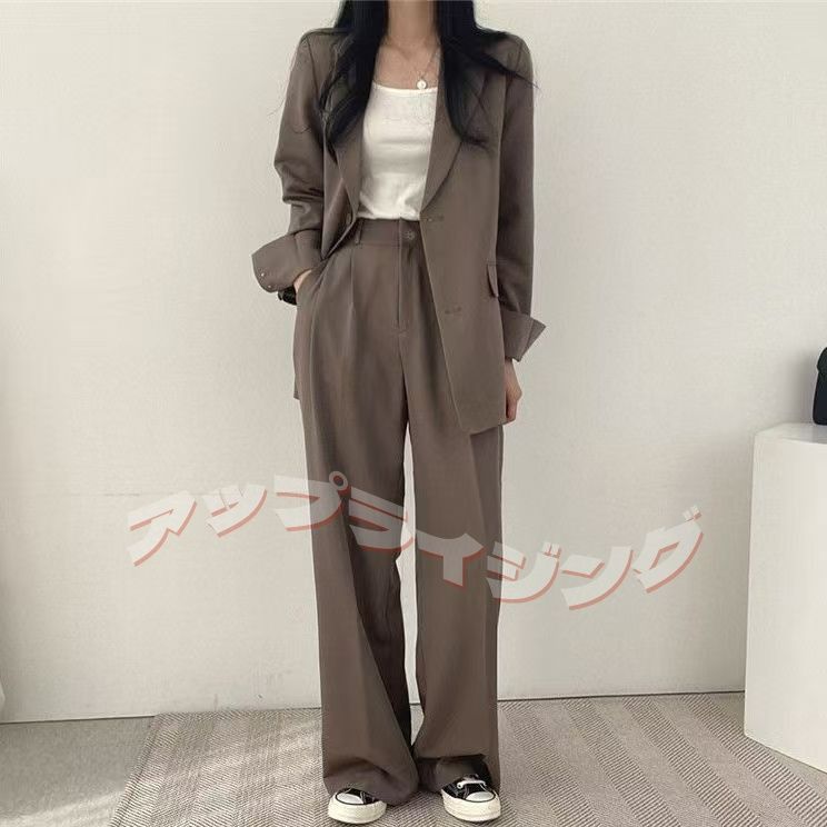 パンツスーツ ブラウン スーツ 2点セットアップ 上下セット レディース