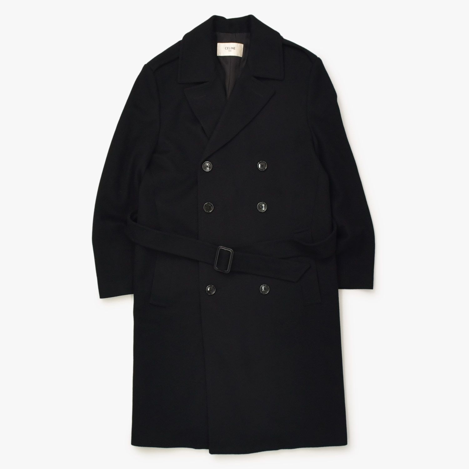 CELINE セリーヌ コート トレンチコート ブラック ウール サイズ50 美 