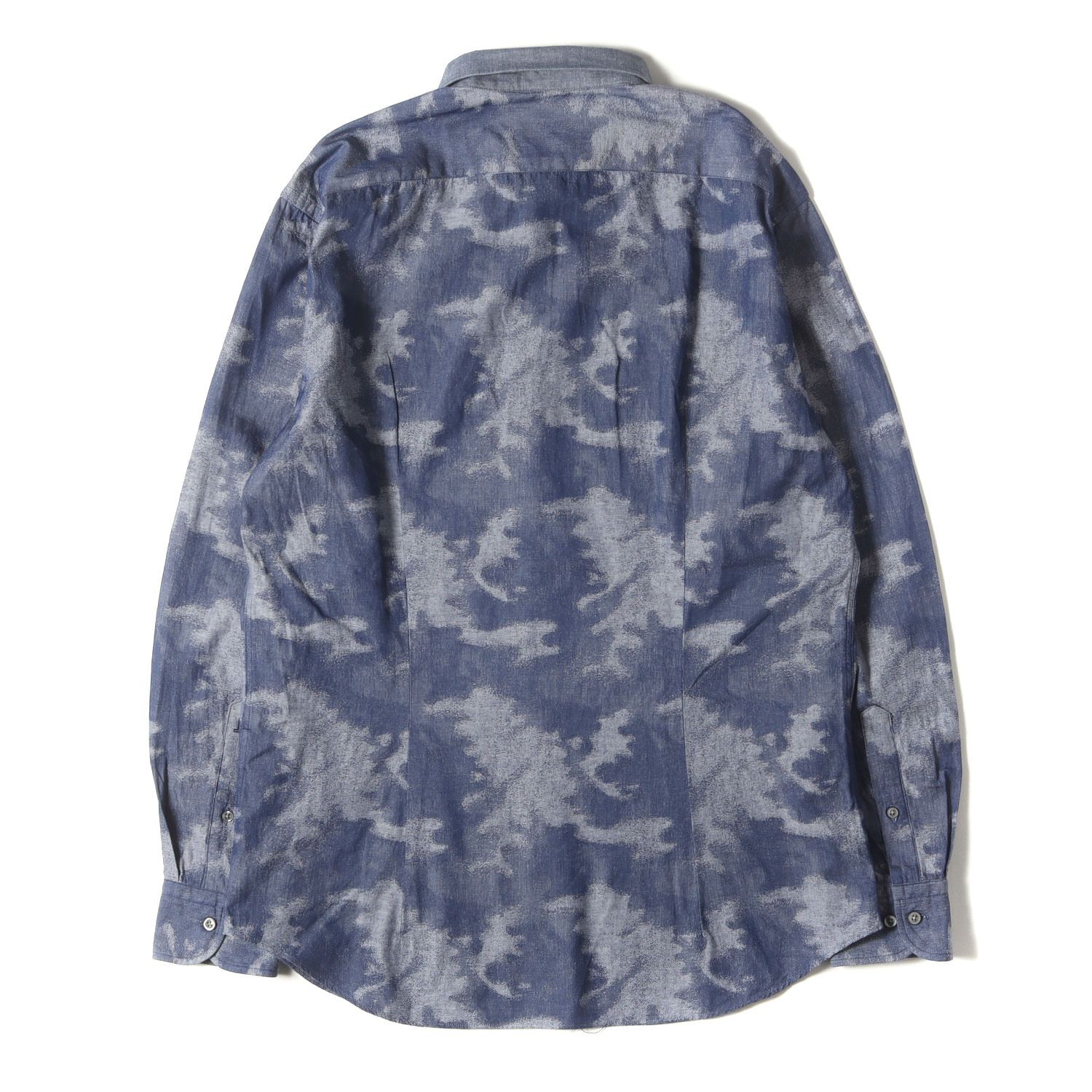 LANVIN COLLECTION ランバン コレクション シャツ ブルー サイズ:L | ジャガード総柄デザイン コットン ボタンシャツ | 日本製 | トップス カジュアルシャツ 長袖【メンズ】【中古】