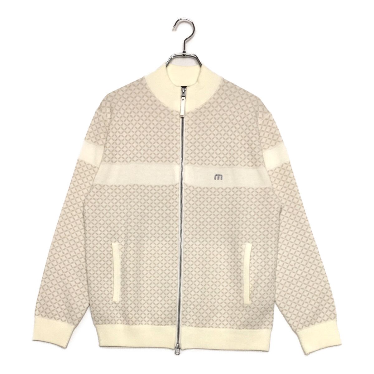 トラヴィスマシュー　スタンドカラー ニットジャカード ブルゾン　Ｌサイズ 中古 メンズ トラビスマシュー TRAVIS MATHEW ニットアウター L 白