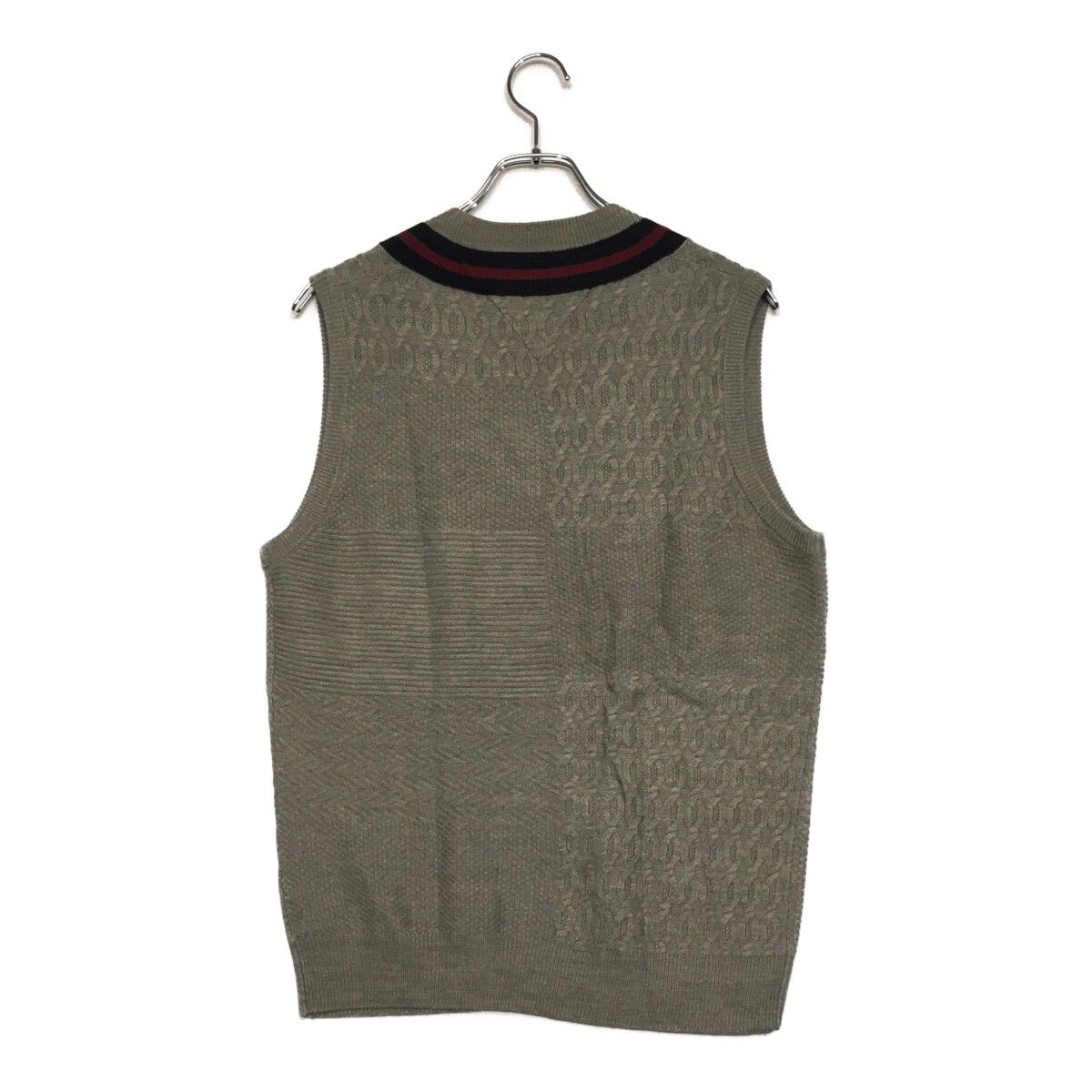 中古 メンズ トミーヒルフィガー TOMMY HILFIGER ベスト LL グレー Vネック ニット 秋冬