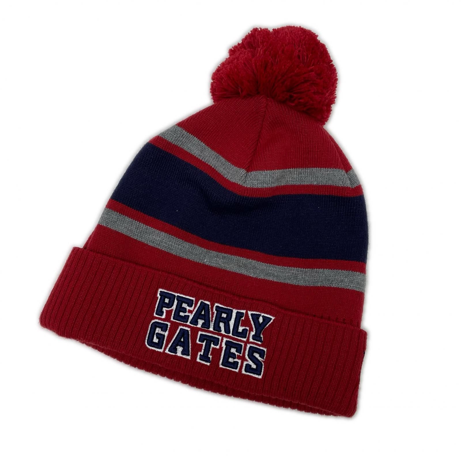 PEARLY GATES ニット帽 ネイビーと白のストライプ PEARLY GATES- 色