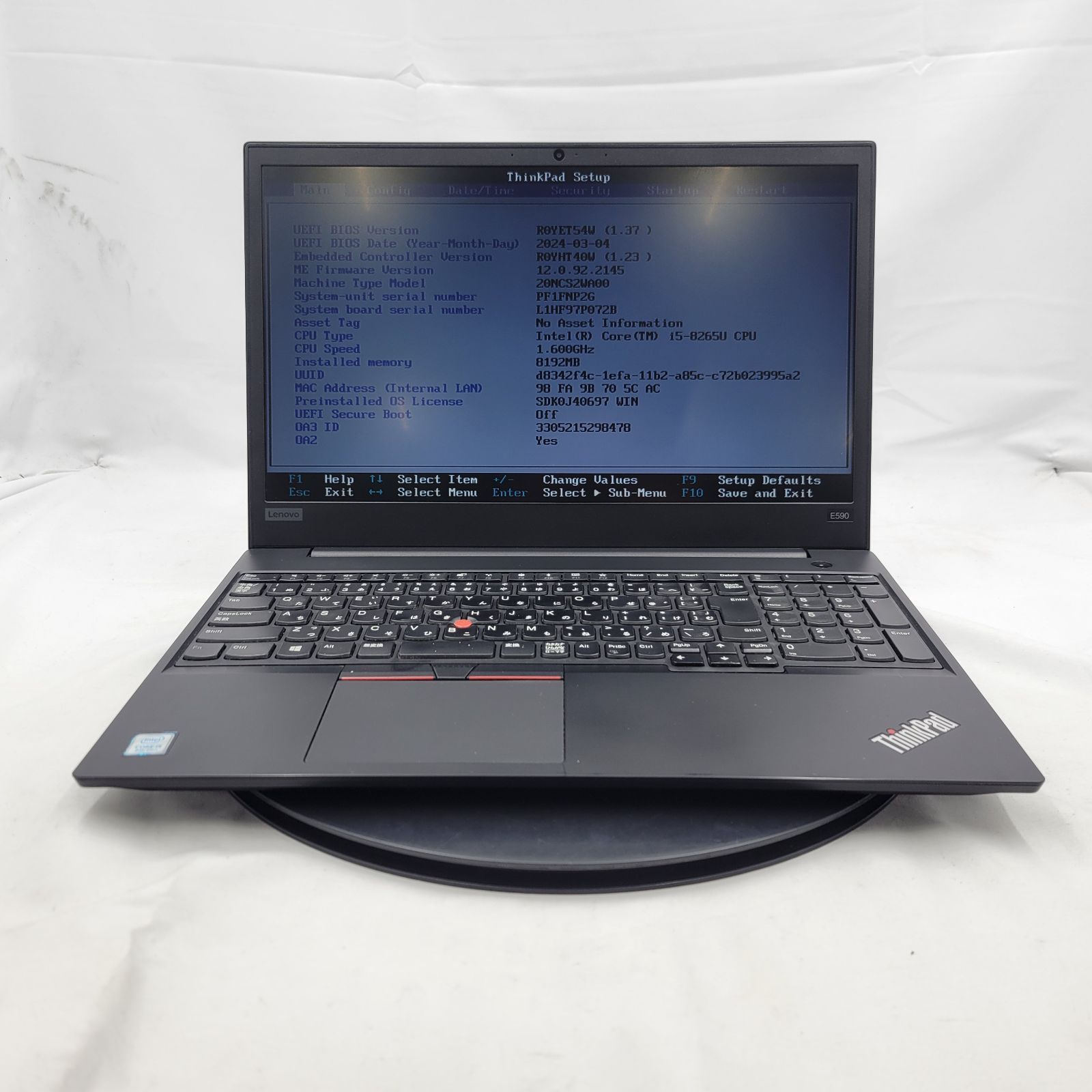 ☆ジャンク/外観スレあり☆Lenovo ThinkPad E590 [Core i5 8265U 8GB