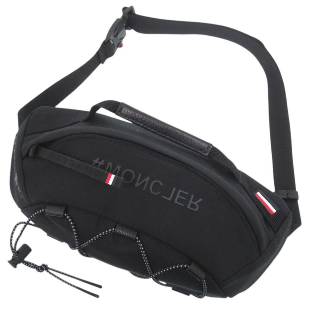 美品 モンクレール ブラック ボディバッグ ウエストバッグ 黒 1281 MONCLER メンズ