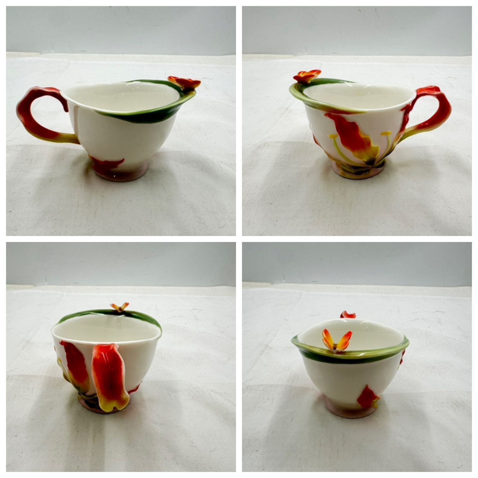 立体花装飾が映える 華麗なる花コレクション グロリオーサ ティーカップ＆ソーサー スプーン付 陶翔舞千