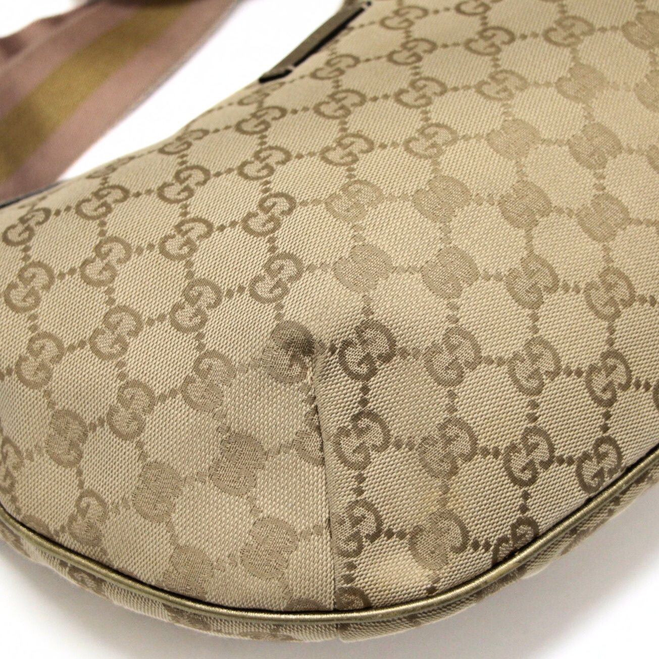 グッチ GUCCI ショルダーバッグ GGキャンバス レザー ゴールド×ピンク 